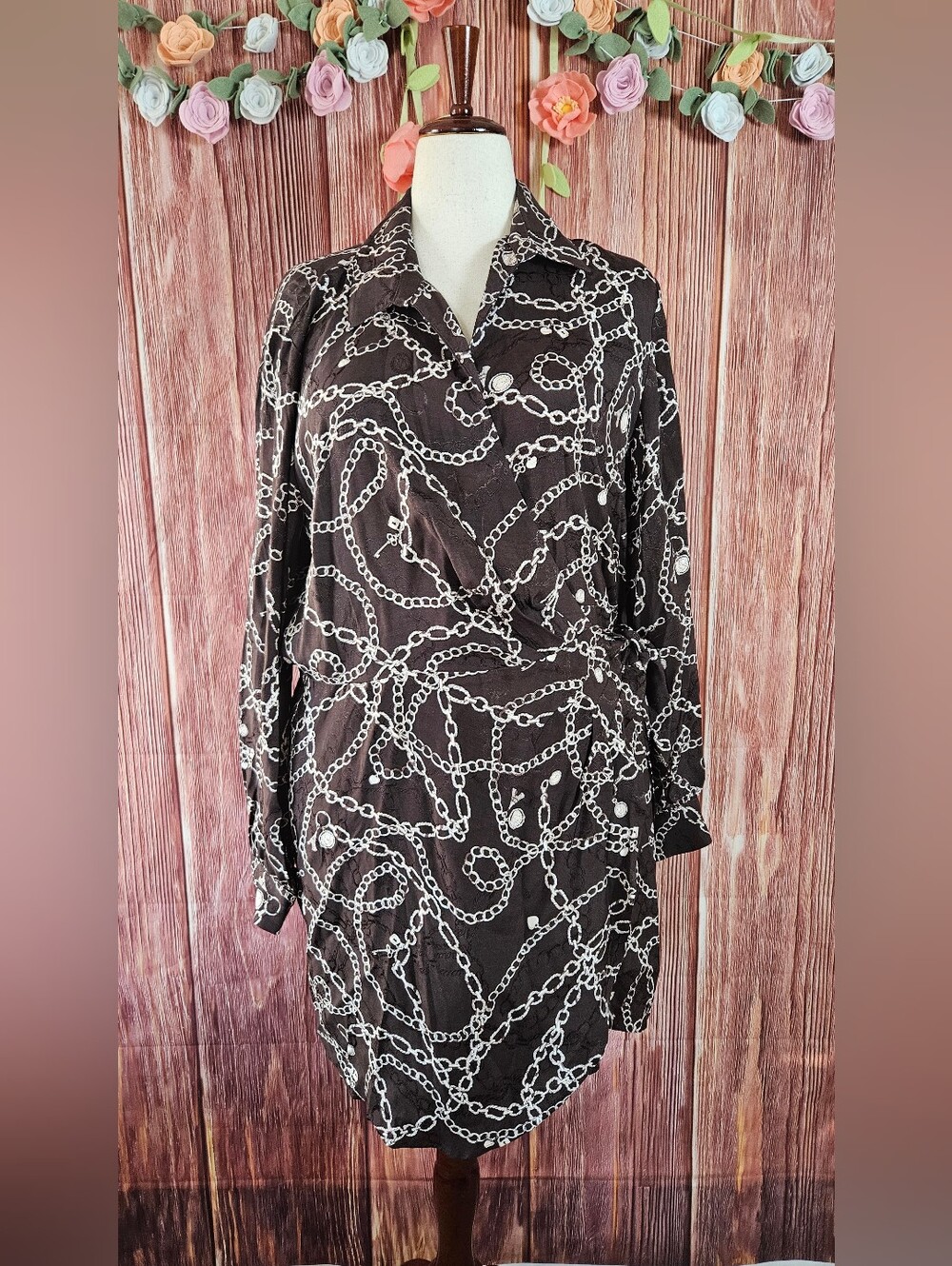 Loft Chain Print Wrap Mini Dress Size 18